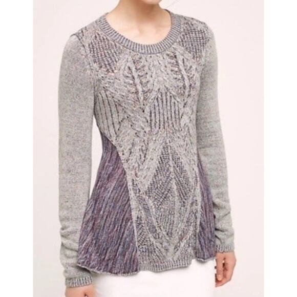 Anthropologie Sweaters - ANTHROPOLOGIE MOTH Anita Mixed Cable Knit Swing Sweater Purple, Size XS